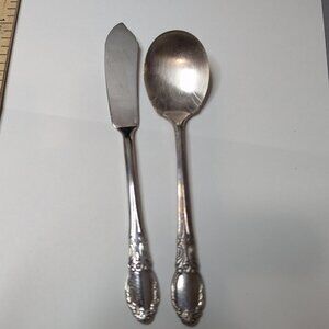 Wm Rogers Silverplate Spoon, Oneida and Butter Knife Chatelaine Silverware, Wm